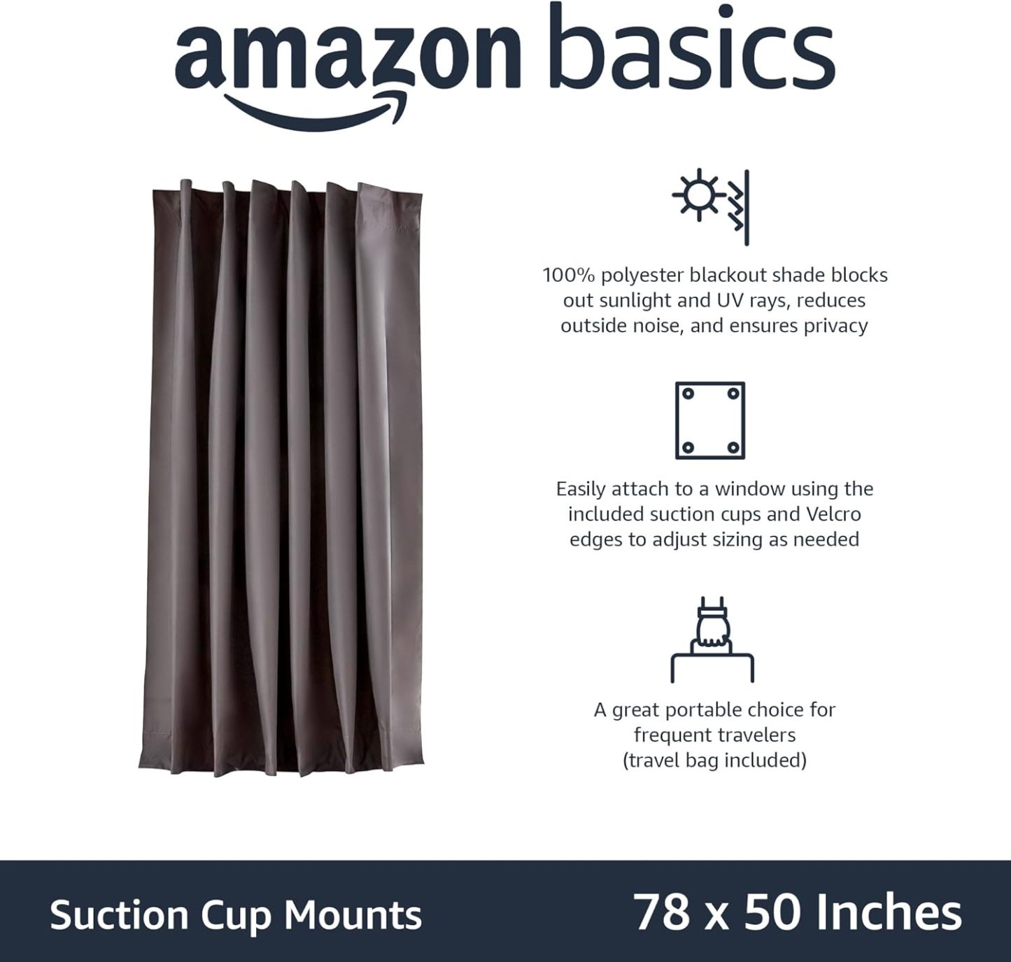 Portable Window Blackout Shades with Suction Cups, Moon and Stars Design, 78 x 50 Inch, 1 Pack