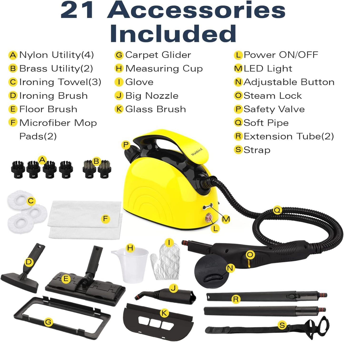 Handheld Steam Cleaner with 21 Accessories