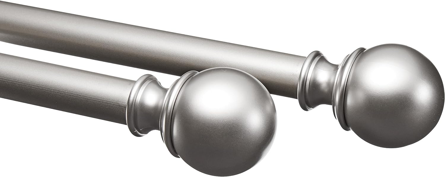 2.5cm Curtain Rod with Round Finials - 1-Pack, 183cm -366cm, Black