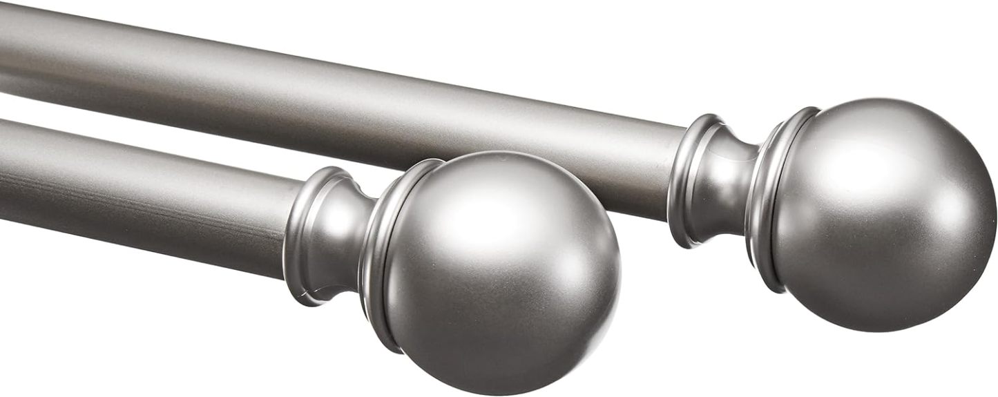 2.5cm Curtain Rod with Round Finials - 1-Pack, 183cm -366cm, Black