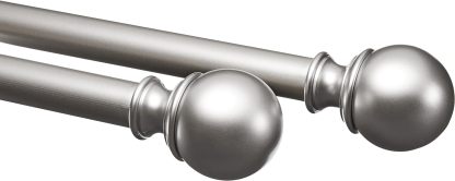 2.5cm Curtain Rod with Round Finials - 1-Pack, 183cm -366cm, Black