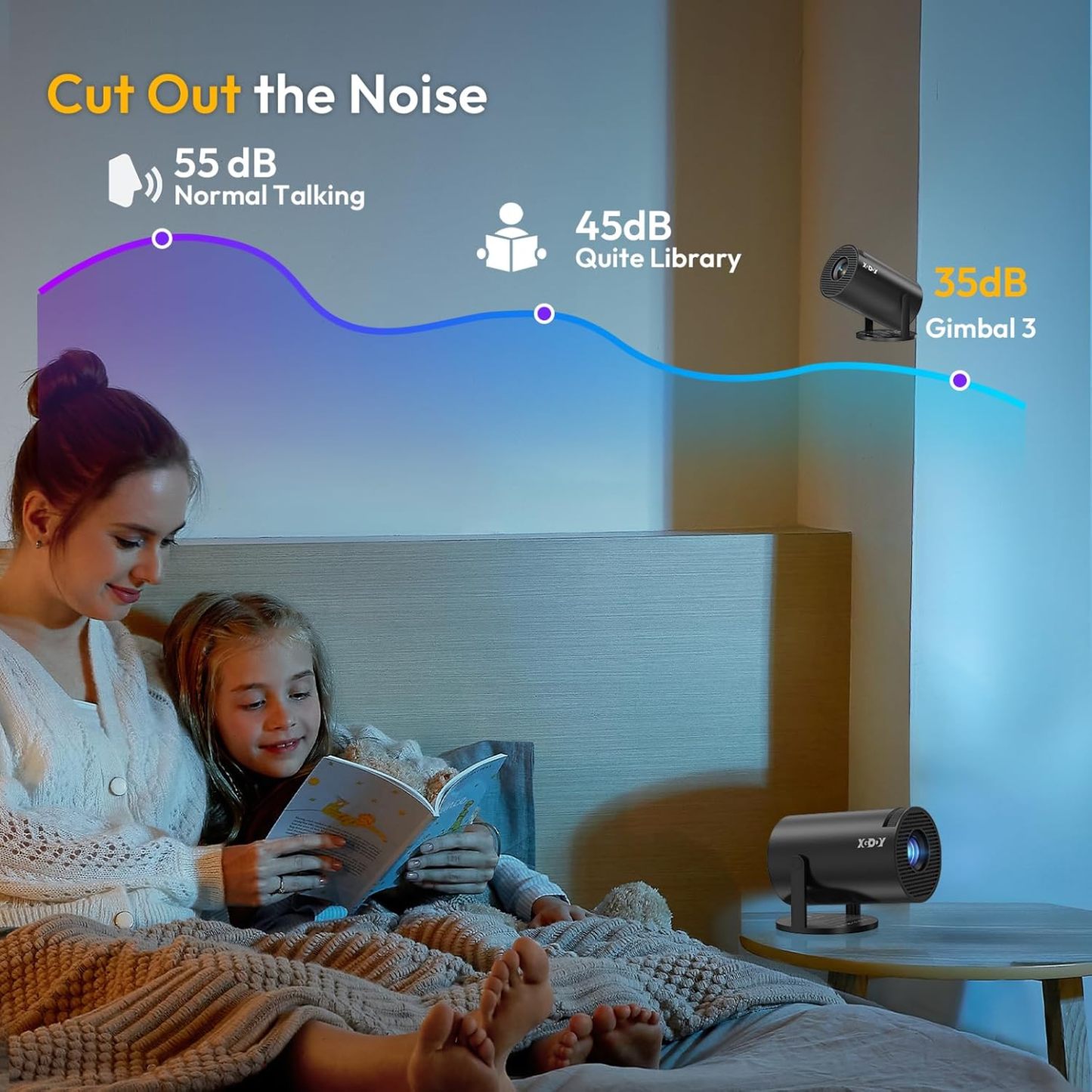 [2025 Upgraded & Android 11.0] Mini Projector Native 720P HD, Supports 4K 1080P, XGODY Gimbal 3 Portable Projector 12000 Lumen, WiFi 6, Bluetooth, Auto Keystone, Video Projector for Home Cinema