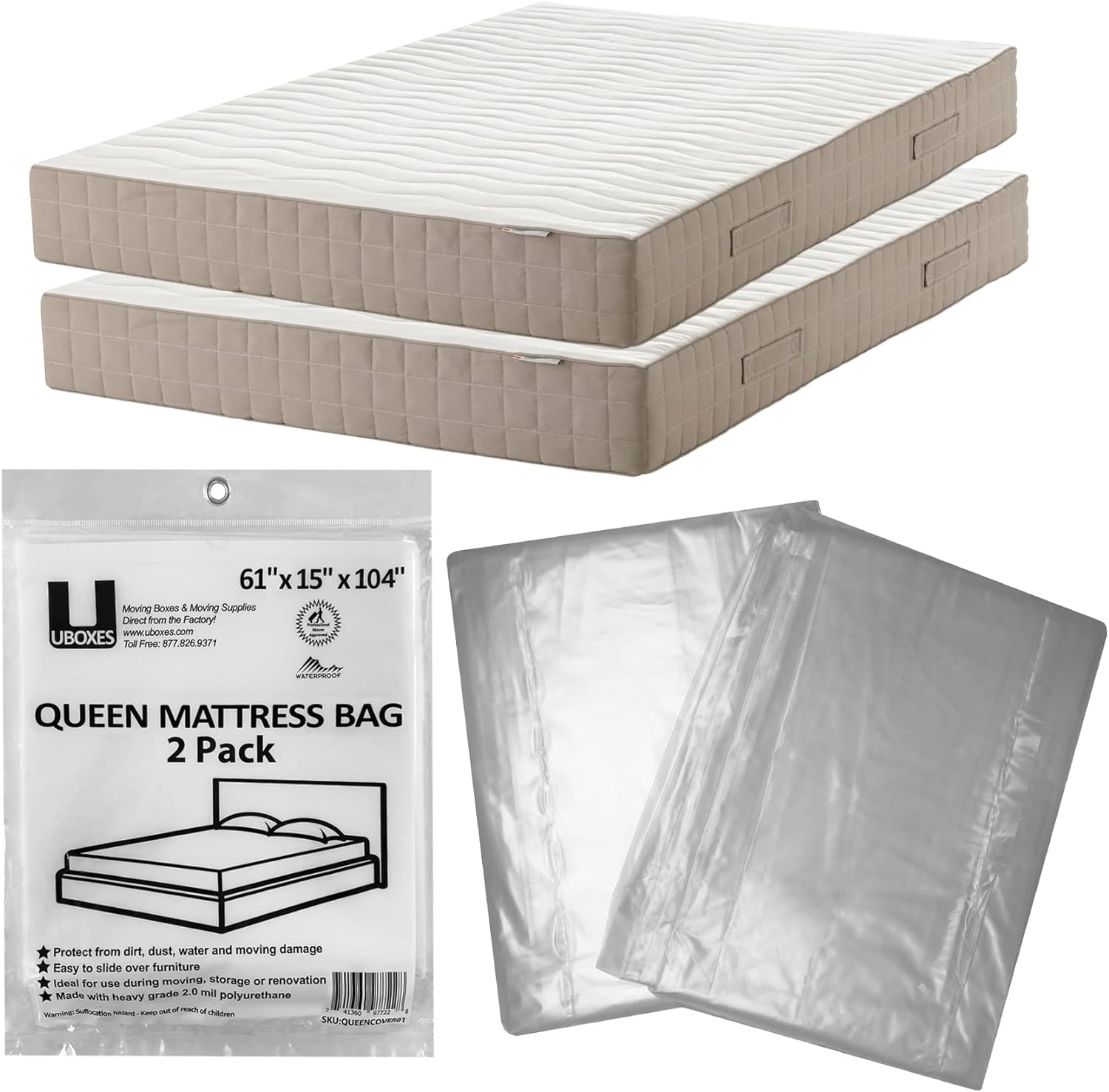 Vacuum Compression Space Saving Storage Bags with Hand Pump, Jumbo, Pack of 6, Clear