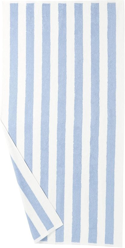 100% Cotton Terry Absorbent Cabana Stripe Pool & Beach Towel, Soft & Large, 2-Pack, Navy Blue, 30 in x 60 in
