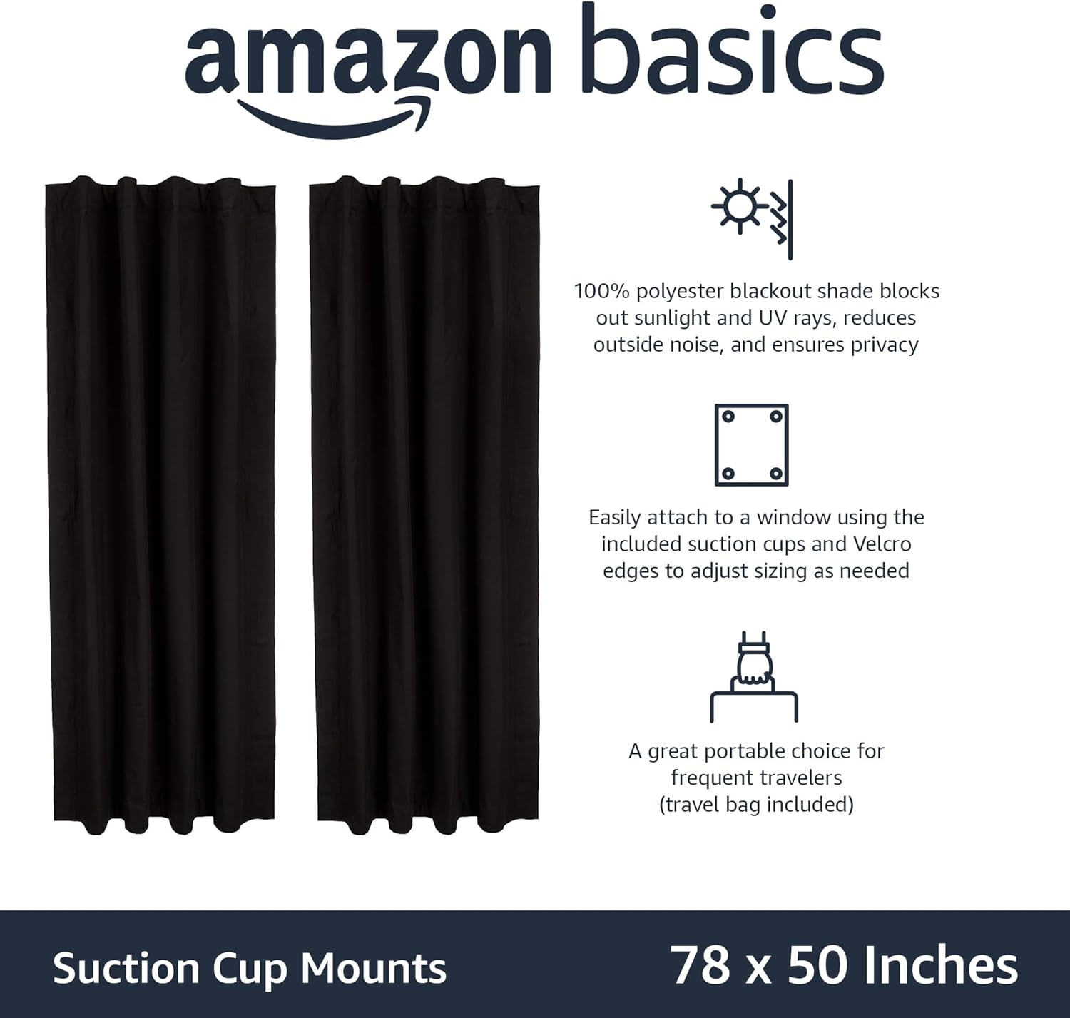Portable Window Blackout Shades with Suction Cups, Moon and Stars Design, 78 x 50 Inch, 1 Pack