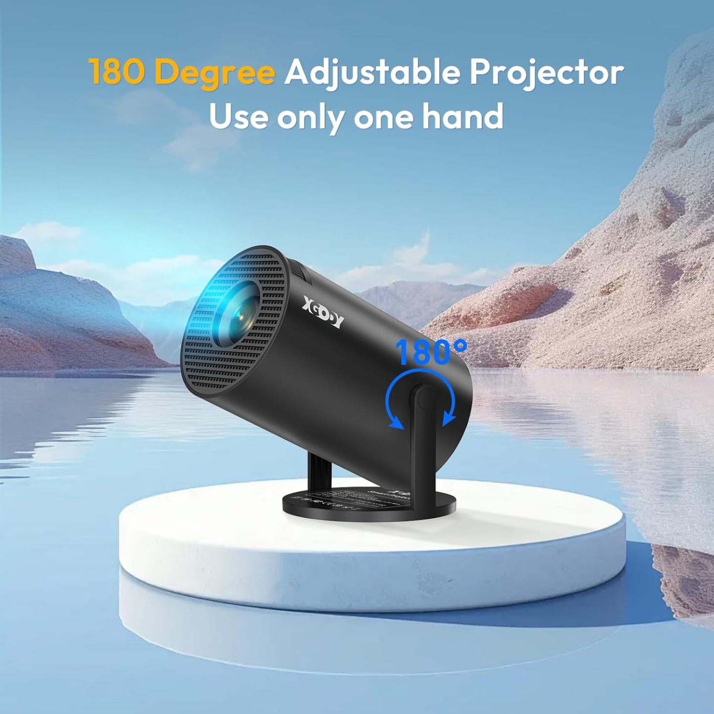 [2025 Upgraded & Android 11.0] Mini Projector Native 720P HD, Supports 4K 1080P, XGODY Gimbal 3 Portable Projector 12000 Lumen, WiFi 6, Bluetooth, Auto Keystone, Video Projector for Home Cinema
