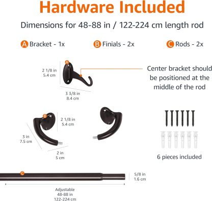 Adjustable Room Darkening Blackout Curtain Rod, 48" to 88", Nickel