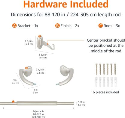 Adjustable Room Darkening Blackout Curtain Rod, 48" to 88", Nickel