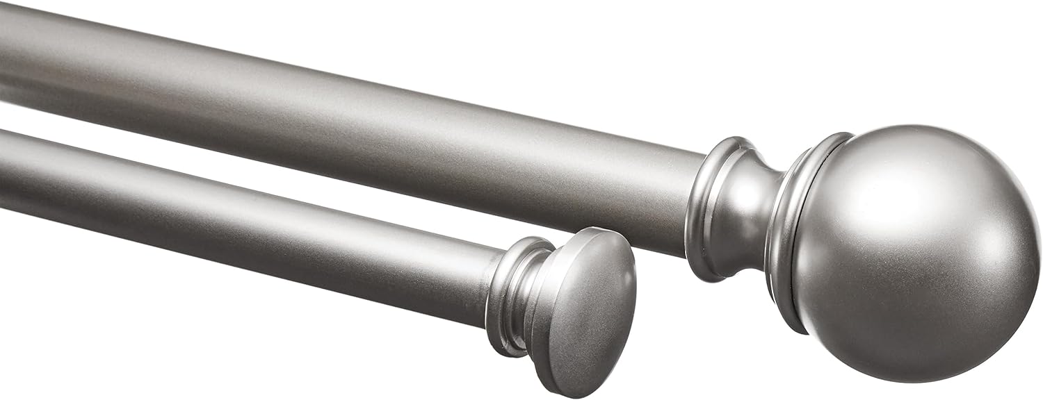 2.5cm Curtain Rod with Round Finials - 1-Pack, 183cm -366cm, Black