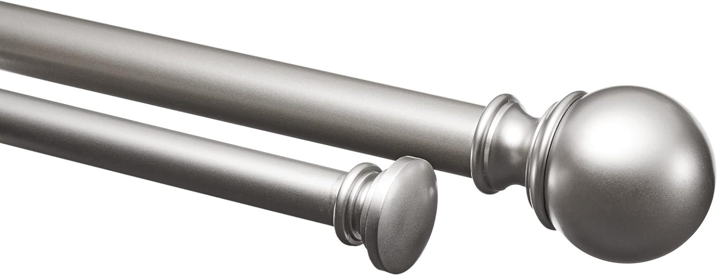 2.5cm Curtain Rod with Round Finials - 1-Pack, 183cm -366cm, Black