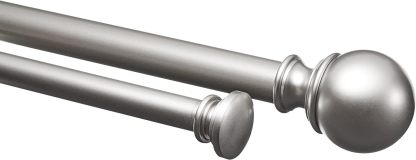 2.5cm Curtain Rod with Round Finials - 1-Pack, 183cm -366cm, Black