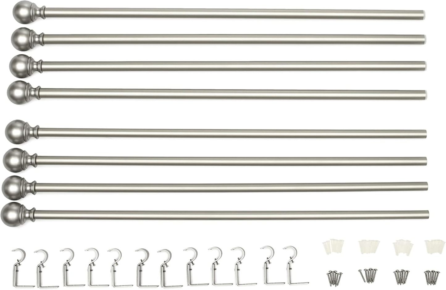 2.5cm Curtain Rod with Round Finials - 1-Pack, 183cm -366cm, Black