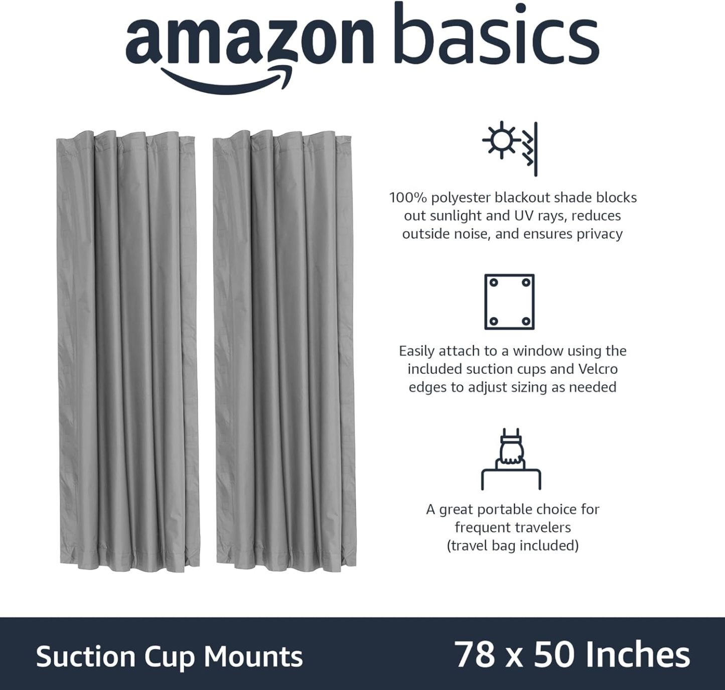 Portable Window Blackout Shades with Suction Cups, Moon and Stars Design, 78 x 50 Inch, 1 Pack