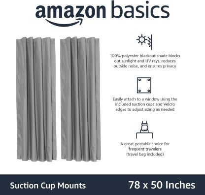 Portable Window Blackout Shades with Suction Cups, Moon and Stars Design, 78 x 50 Inch, 1 Pack