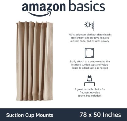 Portable Window Blackout Shades with Suction Cups, Moon and Stars Design, 78 x 50 Inch, 1 Pack