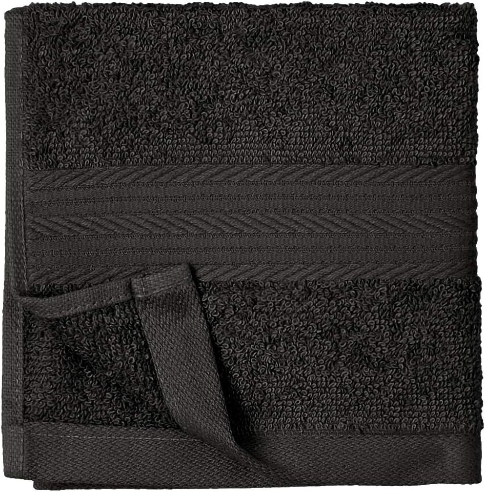 Fade-Resistant Cotton Washcloth - 12-Pack, Black