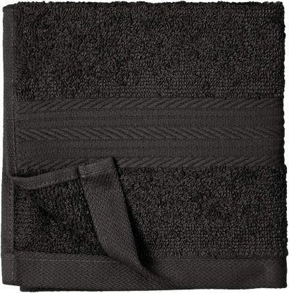 Fade-Resistant Cotton Washcloth - 12-Pack, Black