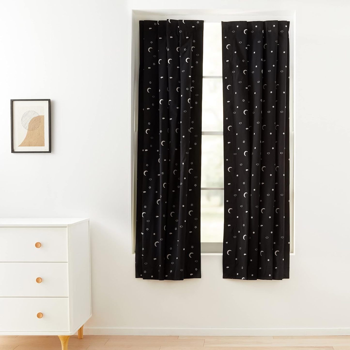 Portable Window Blackout Shades with Suction Cups, Moon and Stars Design, 78 x 50 Inch, 1 Pack