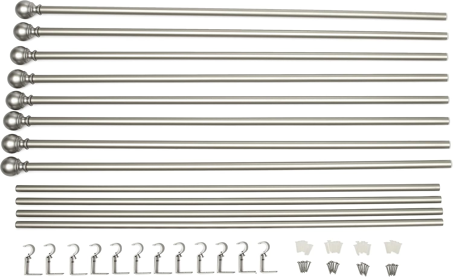2.5cm Curtain Rod with Round Finials - 1-Pack, 183cm -366cm, Black