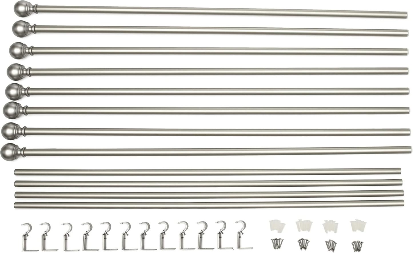 2.5cm Curtain Rod with Round Finials - 1-Pack, 183cm -366cm, Black