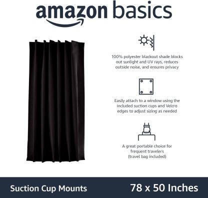 Portable Window Blackout Shades with Suction Cups, Moon and Stars Design, 78 x 50 Inch, 1 Pack
