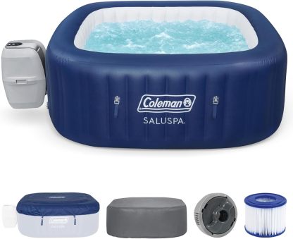 Coleman SaluSpa AirJet Inflatable Hot Tub Square Portable Outdoor Spa（4 to 6 Person）