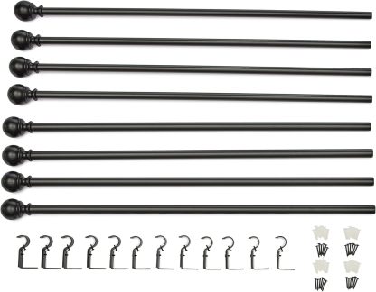 2.5cm Curtain Rod with Round Finials - 1-Pack, 183cm -366cm, Black