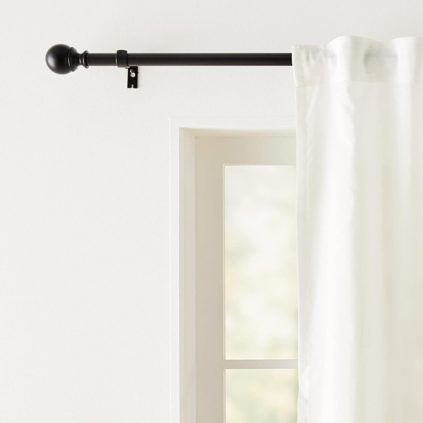 2.5cm Curtain Rod with Round Finials - 1-Pack, 183cm -366cm, Black
