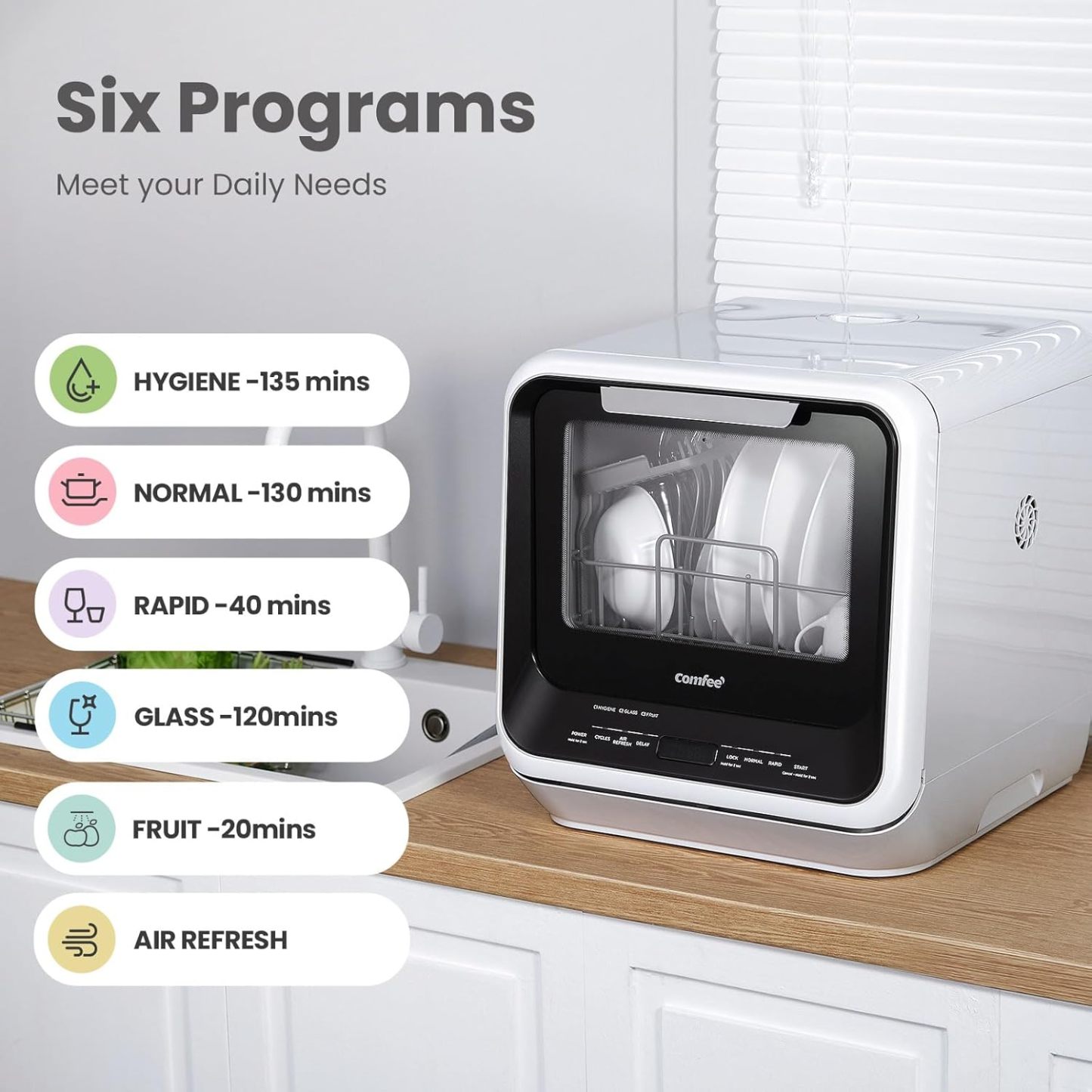COMFEE' Portable Mini Countertop Dishwasher