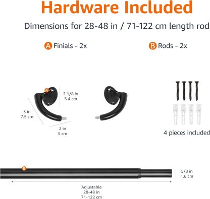 Adjustable Room Darkening Blackout Curtain Rod, 48" to 88", Nickel