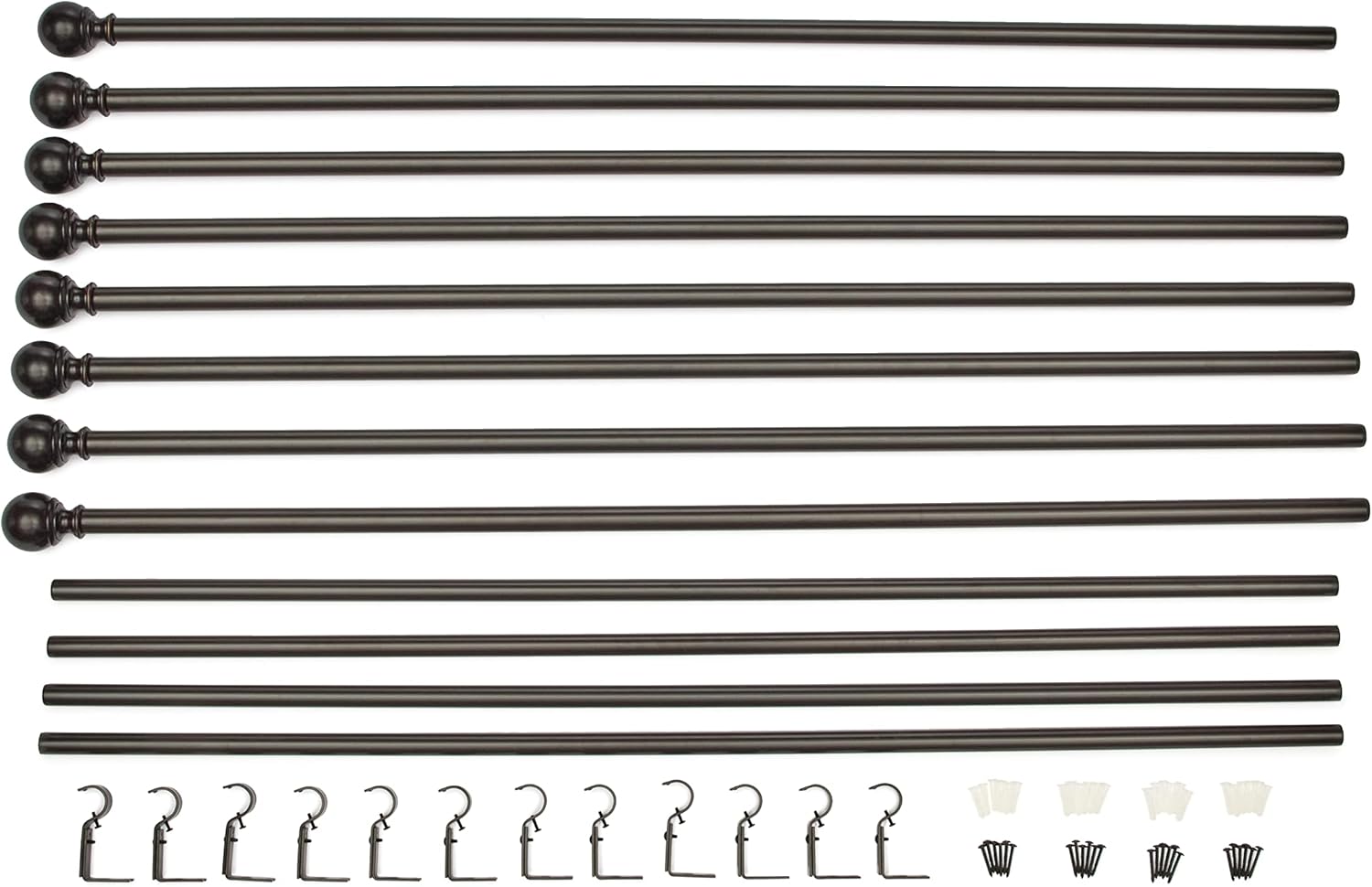 2.5cm Curtain Rod with Round Finials - 1-Pack, 183cm -366cm, Black