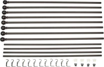 2.5cm Curtain Rod with Round Finials - 1-Pack, 183cm -366cm, Black