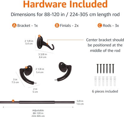 Adjustable Room Darkening Blackout Curtain Rod, 48" to 88", Nickel