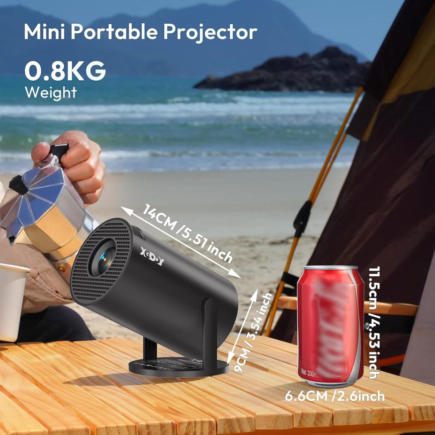 [2025 Upgraded & Android 11.0] Mini Projector Native 720P HD, Supports 4K 1080P, XGODY Gimbal 3 Portable Projector 12000 Lumen, WiFi 6, Bluetooth, Auto Keystone, Video Projector for Home Cinema