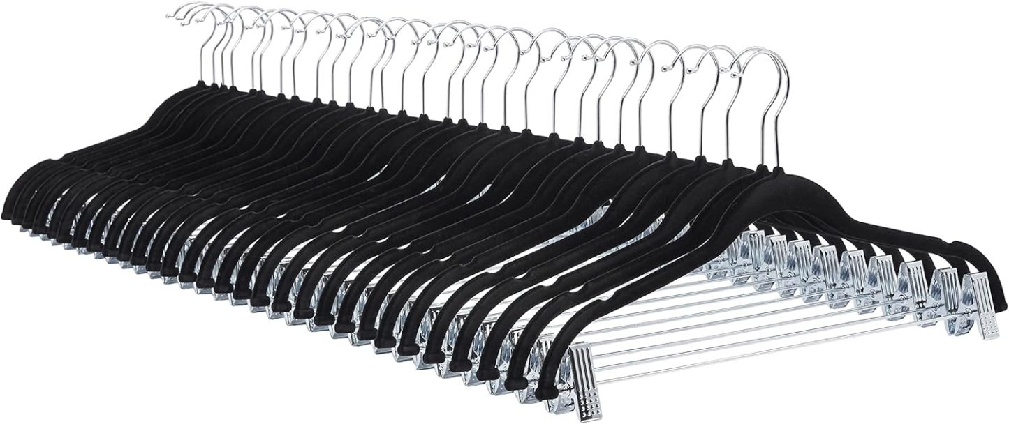 Velvet, Non-Slip Suit Clothes Hangers, Ivory/Rose Gold - Pack of 30