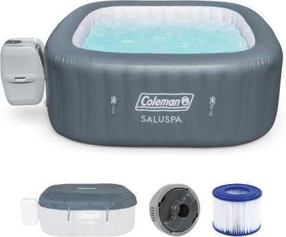 Coleman SaluSpa AirJet Inflatable Hot Tub Square Portable Outdoor Spa（4 to 6 Person）