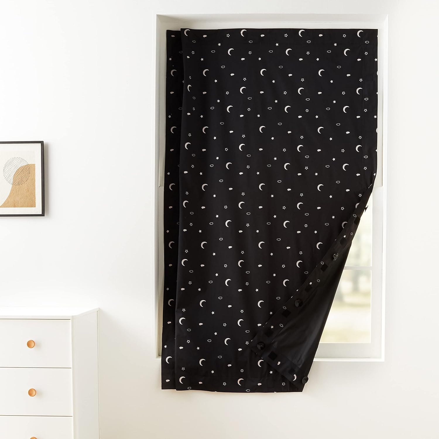 Portable Window Blackout Shades with Suction Cups, Moon and Stars Design, 78 x 50 Inch, 1 Pack