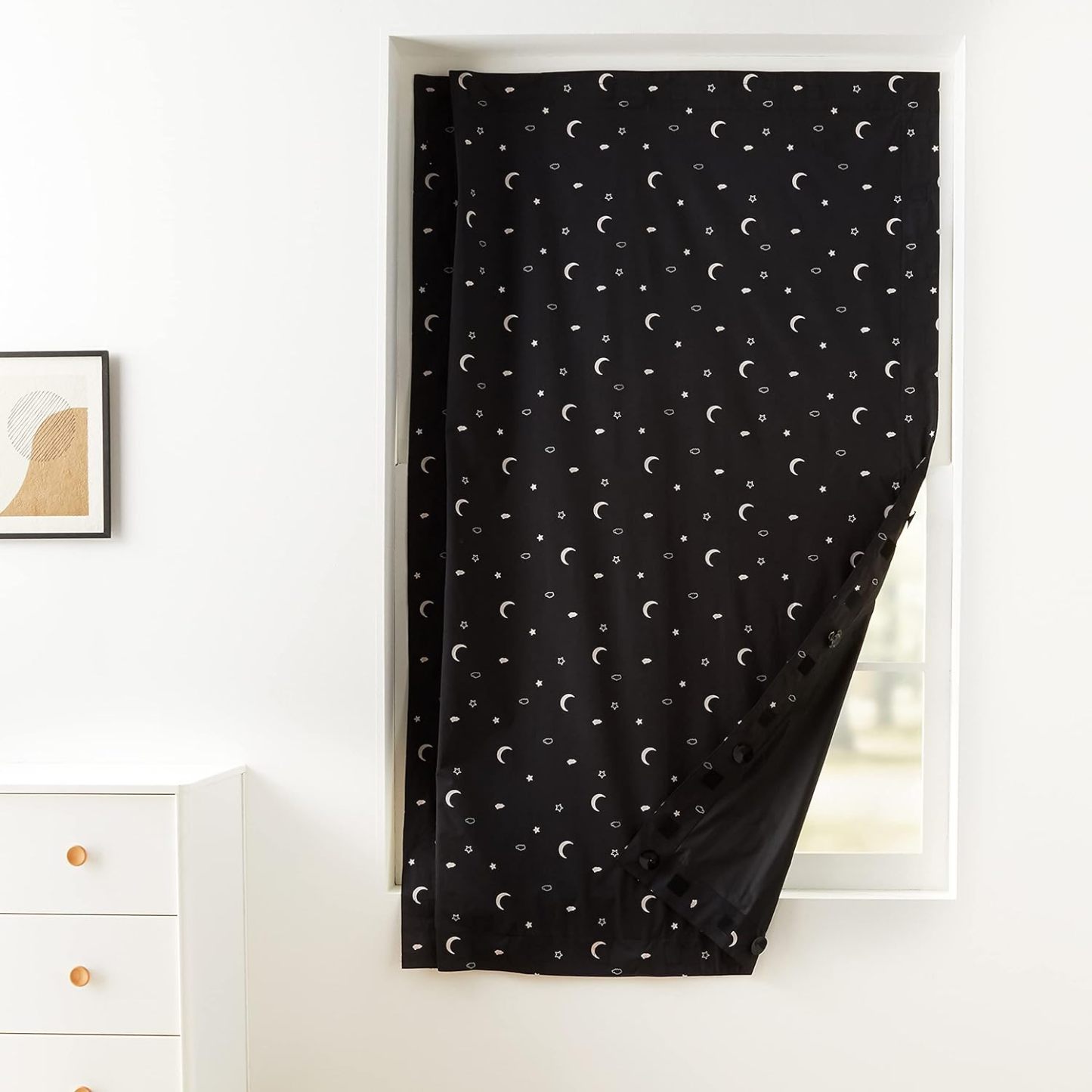 Portable Window Blackout Shades with Suction Cups, Moon and Stars Design, 78 x 50 Inch, 1 Pack
