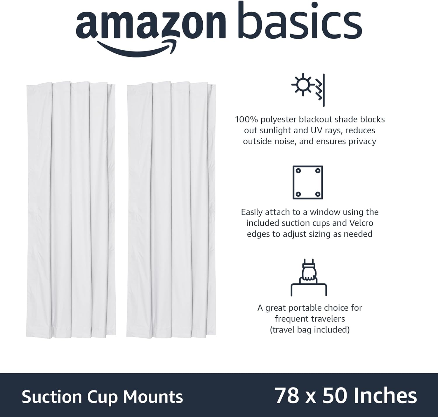 Portable Window Blackout Shades with Suction Cups, Moon and Stars Design, 78 x 50 Inch, 1 Pack