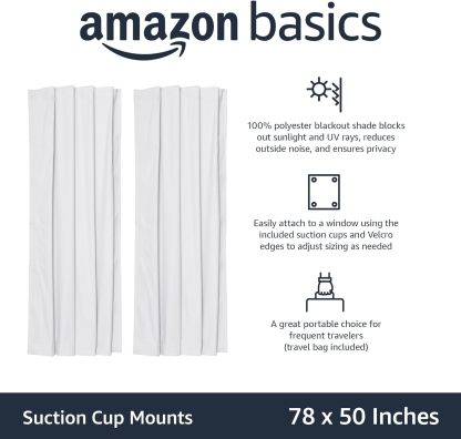 Portable Window Blackout Shades with Suction Cups, Moon and Stars Design, 78 x 50 Inch, 1 Pack