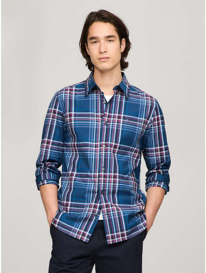 Tothtmmy Hilfigthter Men's THFlex Plaid Regular Fit Poplin Shirt