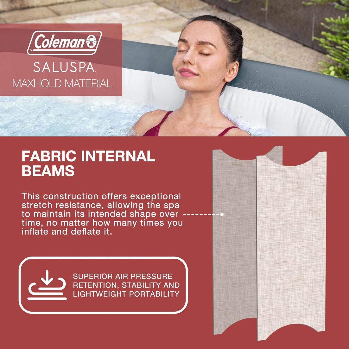 Coleman SaluSpa AirJet Inflatable Hot Tub Square Portable Outdoor Spa（4 to 6 Person）