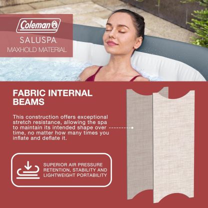 Coleman SaluSpa AirJet Inflatable Hot Tub Square Portable Outdoor Spa（4 to 6 Person）