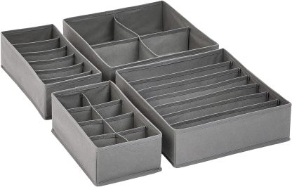 Underwear Dresser Drawer Organizers, Pack of 2, Gray