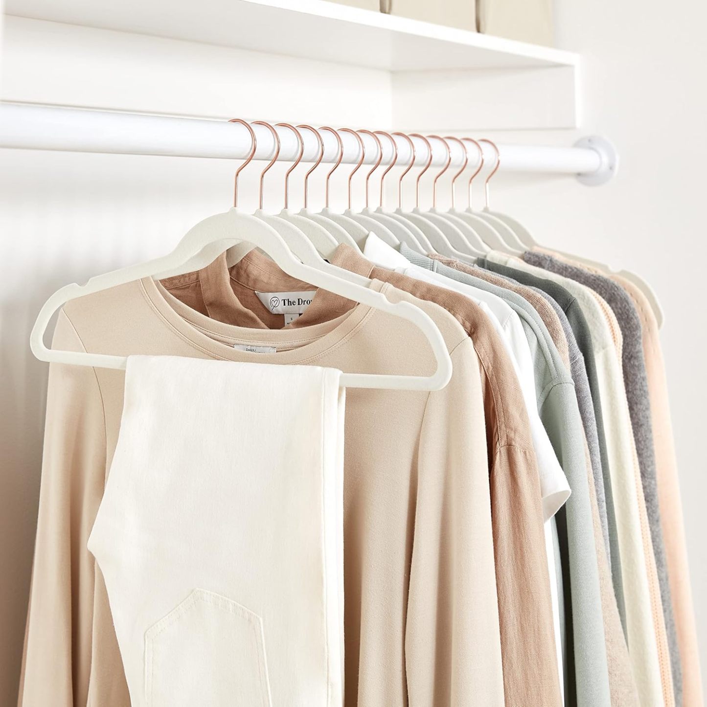 Velvet, Non-Slip Suit Clothes Hangers, Ivory/Rose Gold - Pack of 30