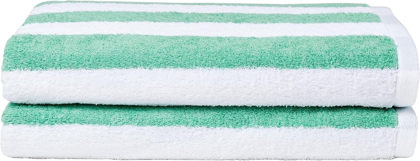 100% Cotton Terry Absorbent Cabana Stripe Pool & Beach Towel, Soft & Large, 2-Pack, Navy Blue, 30 in x 60 in