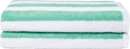 100% Cotton Terry Absorbent Cabana Stripe Pool & Beach Towel, Soft & Large, 2-Pack, Navy Blue, 30 in x 60 in