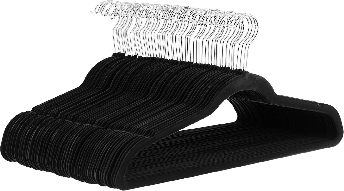 Velvet, Non-Slip Suit Clothes Hangers, Ivory/Rose Gold - Pack of 30