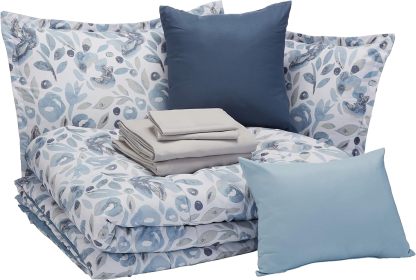 10-Piece Comforter Bedding Set, Full / Queen, Sea Foam Medallion, Microfiber, Ultra-Soft