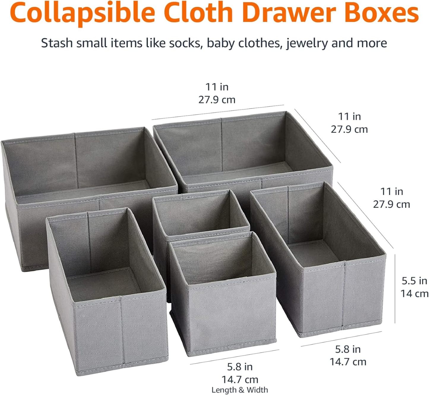 Underwear Dresser Drawer Organizers, Pack of 2, Gray